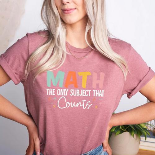 Math The Only Subject That Counts Cute Teacher Educator Women's Heather T-Shirt - teacherstshirts.com UK