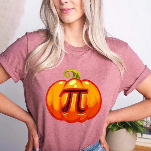 Math Teacher Halloween Costume Pumpkin Pi Pun Pie Men Women's Heather T-Shirt - teacherstshirts.com CA