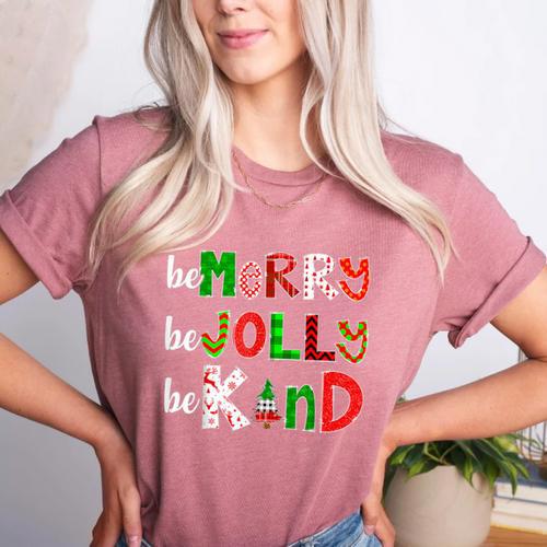 Be Merry Be Jolly Be Kind Merry Christmas Teacher Xmas Pjs Women's Heather T-Shirt - teacherstshirts.com UK