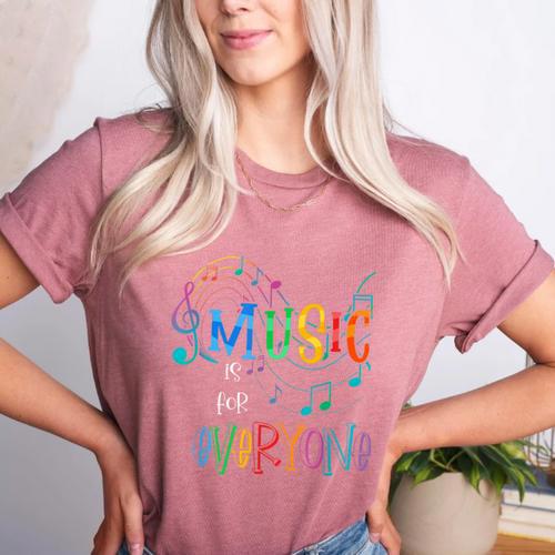 Music Is For Everyone Love For Music Teachers Women's Heather T-Shirt - teacherstshirts.com UK