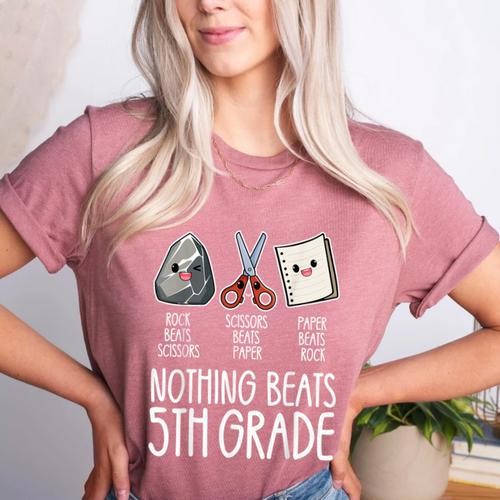 Nothing Beats 5th Grade Back To School Kids Teachers Women's Heather T-Shirt - teacherstshirts.com