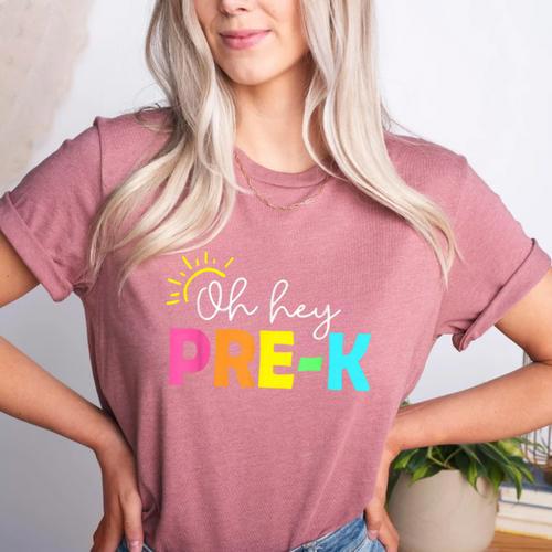 Oh Hey Pre-k Shirt Back To School Teachers Students Women's Heather T-Shirt - teacherstshirts.com DE