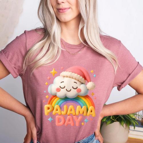 Pajama Day School Spirit Week Sleepy Cloud Teacher Student Women's Heather T-Shirt - teacherstshirts.com UK