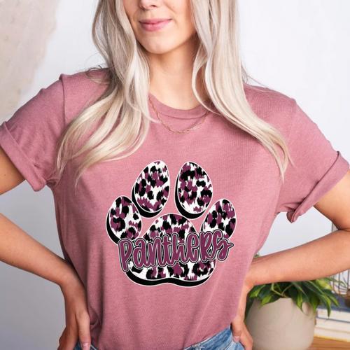 Panthers Paw Print Leopard Maroon Panther Pride Teacher Women's Heather T-Shirt - teacherstshirts.com