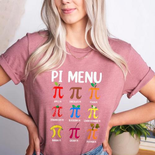 Pi Menu 314 Pi Symbol Math Teacher Happy Pi Day Women's Heather T-Shirt - teacherstshirts.com UK