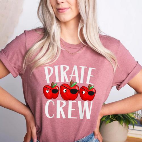 Pirate Crew Pirate Teacher Team Squad Talk Like A Pirate Day For Men Women Kids Women's Heather T-Shirt - teacherstshirts.com AU