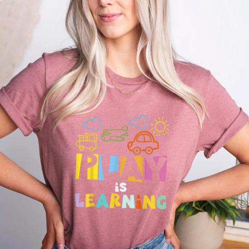 Play Is Learning Design T Designs For Teachers Preschool Women's Heather T-Shirt - teacherstshirts.com AU