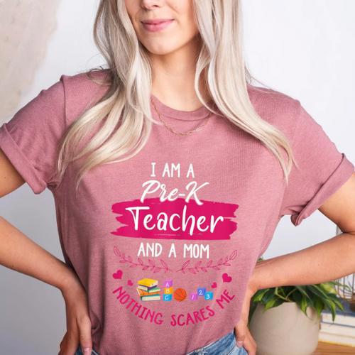 PreK Teacher Mom Shirt Preschool Teacher Mother For Women Women's Heather T-Shirt - teacherstshirts.com