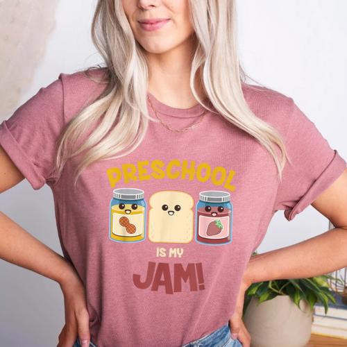 Preschool Is My Jam Teacher Shirt Women's Heather T-Shirt - teacherstshirts.com AU