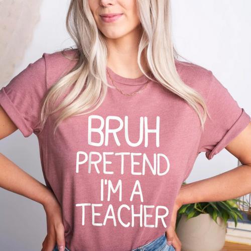 Pretend I'm A Teacher Halloween Costume Women's Heather T-Shirt - teacherstshirts.com