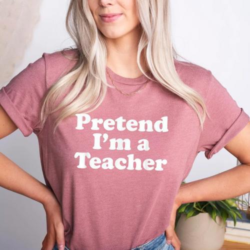 Pretend I'm A Teacher Lazy Easy Halloween Costume Women's Heather T-Shirt - teacherstshirts.com