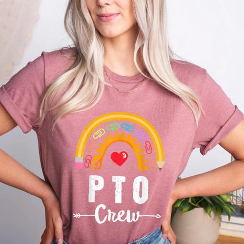 PTO Crew Parent School Volunteer Board Mom Parent Teacher Women's Heather T-Shirt - teacherstshirts.com