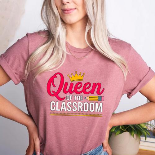 Queen Of The Classroom Teacher Women's Heather T-Shirt - teacherstshirts.com DE