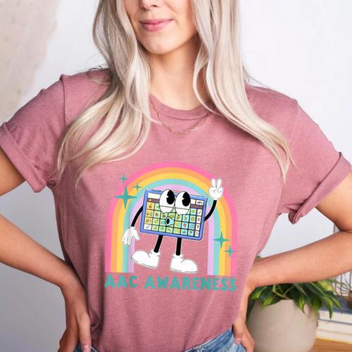 Rainbow AAC Awareness Month SPED Teacher SLP Communication Women's Heather T-Shirt - teacherstshirts.com AU
