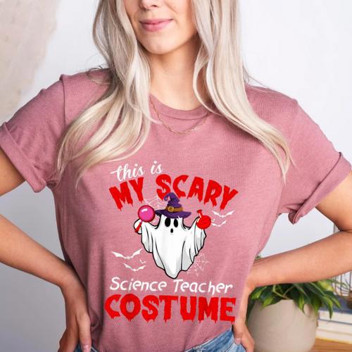This Is My Scary Science Teacher Costume Ghost Halloween Women's Heather T-Shirt - teacherstshirts.com CA