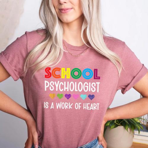 School Psychologist Is a Work Of Heart Teacher LSSP Doctor Women's Heather T-Shirt - teacherstshirts.com