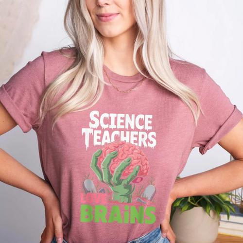 Science Teachers Love Brains Shirt Men Women Halloween Women's Heather T-Shirt - teacherstshirts.com