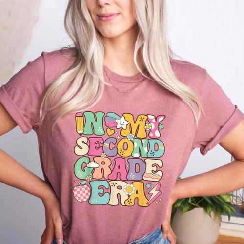 In My Second Grade Era Girl Back To School 2nd Grade Teacher Women's Heather T-Shirt - teacherstshirts.com AU