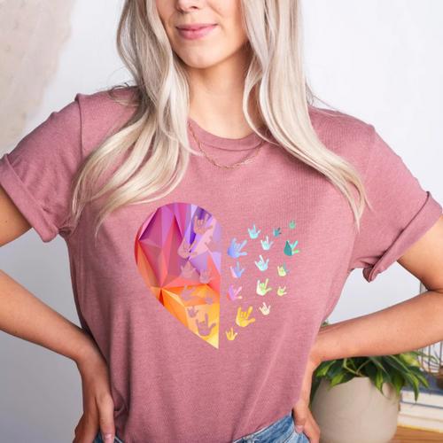 Sign Language Heart ASL For Deaf Teacher Women's Heather T-Shirt - teacherstshirts.com UK