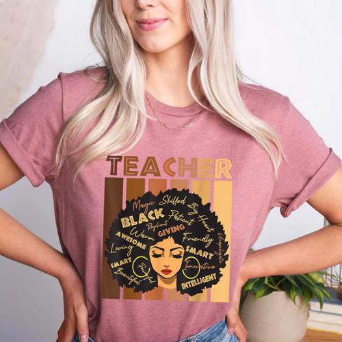 Smart Teacher Afro Girl Melanin African American Wowen Women's Heather T-Shirt - teacherstshirts.com AU