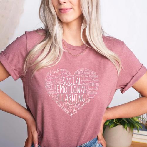 Social Emotional Learning Heart Counselor Teacher SEL Kind Women's Heather T-Shirt - teacherstshirts.com UK