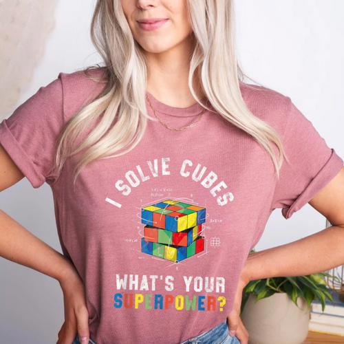I Solve Cubes Speed Cubing Vintage Youth Math Teacher Women's Heather T-Shirt - teacherstshirts.com DE