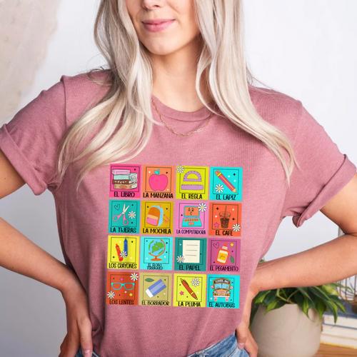 Spanish Teacher Back To School Maestra Dual Language Crew Women's Heather T-Shirt - teacherstshirts.com AU