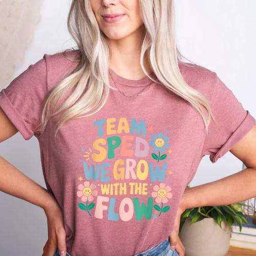 Special Education Teacher Team SPED Grow With The Flow Women's Heather T-Shirt - teacherstshirts.com AU