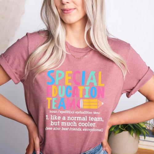 Special Education Team Definition Retro Ed Team Crew Teacher Women's Heather T-Shirt - teacherstshirts.com UK