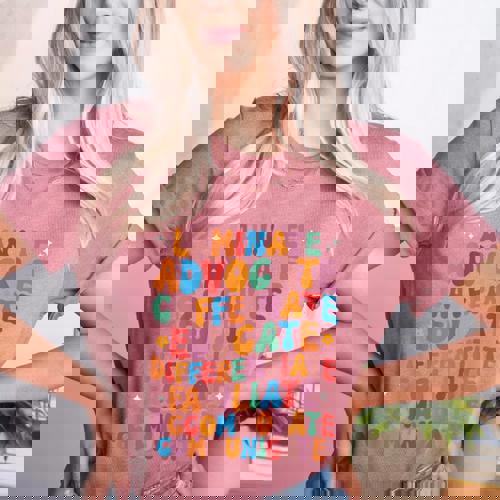 Sped Caffeinate Advocate Laminate Educate Teacher Men Women Kids Women&#x27;s Heather T-Shirt - teacherstshirts.com