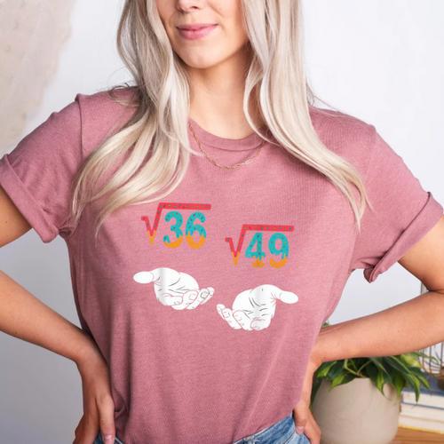 Square Root 36 49 Meme 67 Ice Cream Drip Math Teacher Tee Women's Heather T-Shirt - teacherstshirts.com