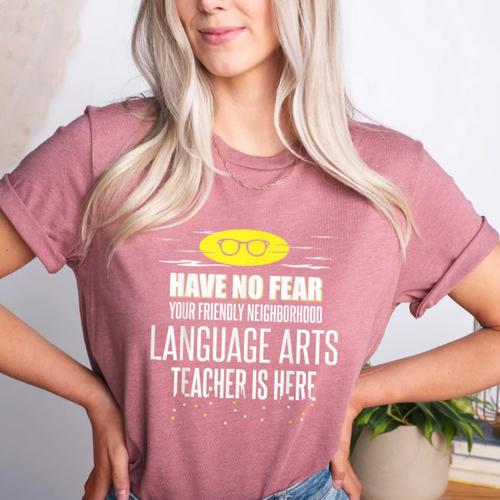 Super Language Arts Teacher Have No Fear T-Shirt Women's Heather T-Shirt - teacherstshirts.com AU