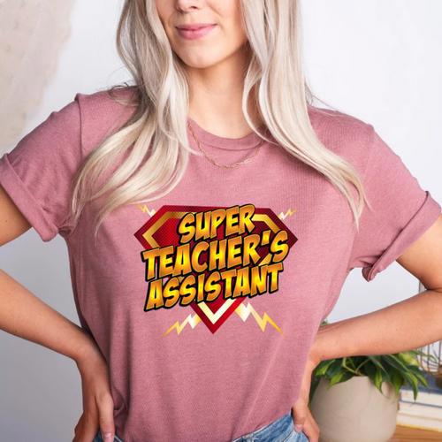 Super Teacher's Assistant Educational Superhero Women's Heather T-Shirt - teacherstshirts.com UK