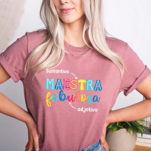 Sustantivo Maestra Fabulosa Adjetivo Spanish Teacher Women's Heather T-Shirt - teacherstshirts.com AU