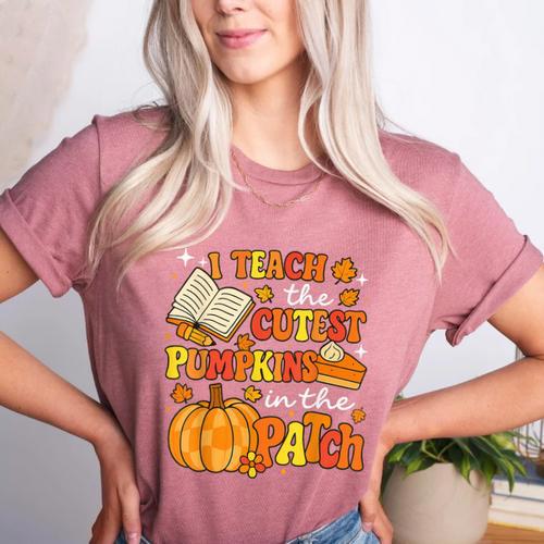 I Teach The Coolest Pumpkins In The Patch Teacher Halloween Women's Heather T-Shirt - teacherstshirts.com UK