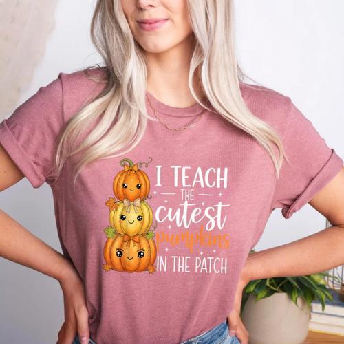 I Teach The Cutest Pumpkins In The Patch Fall Autumn Teacher Women's Heather T-Shirt - teacherstshirts.com