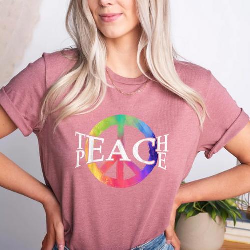 Teach Peace For Teachers And Educators Counselor Women's Heather T-Shirt - teacherstshirts.com UK