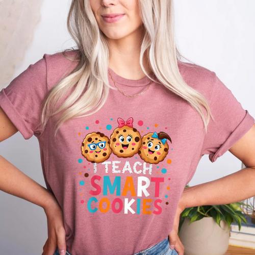 I Teach Smart Cookies Cute Back To School Teacher Women's Heather T-Shirt - teacherstshirts.com DE