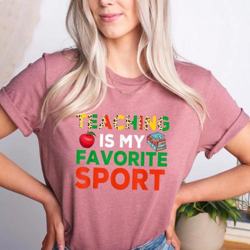 Teacher Is My Favorite Sport Teacher Teaching Lover Women's Heather T-Shirt - teacherstshirts.com AU
