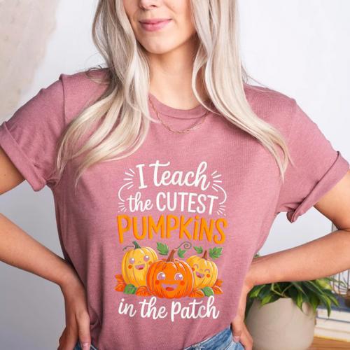 Teacher Halloween Pre-K Teacher Kindergarten Cutest Pumpkins Women's Heather T-Shirt - teacherstshirts.com UK