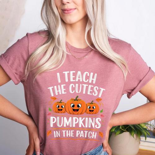 Teacher Halloween I Teach The Cutest Pumpkins In The Patch Women's Heather T-Shirt - teacherstshirts.com AU