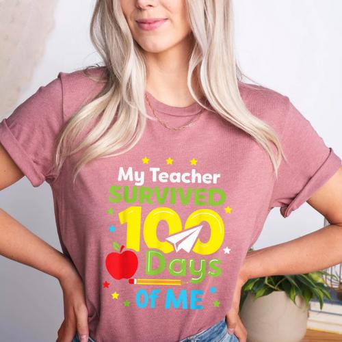 My Teacher Survived 100 Days Of Me Women's Heather T-Shirt - teacherstshirts.com CA