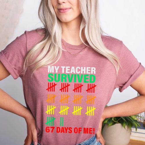 My Teacher Survived 67 Days Of Me School Kids Costume Women's Heather T-Shirt - teacherstshirts.com