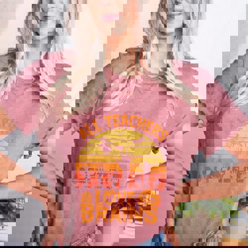 All Teachers Love Brains Teachers Halloween Teacher Women&#x27;s Heather T-Shirt - teacherstshirts.com