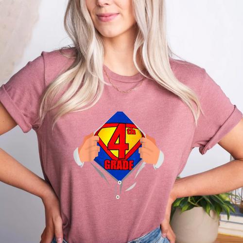 Teachers Are Superheroes 4th Grade Super Teacher Staff Men Women Women's Heather T-Shirt - teacherstshirts.com UK