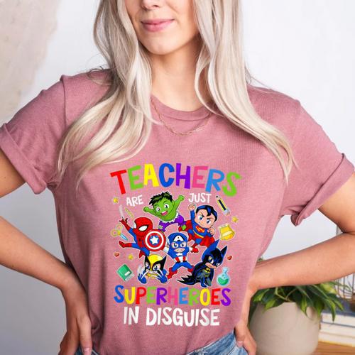Teachers Are Superheroes Back To School Women's Heather T-Shirt - teacherstshirts.com UK