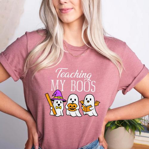 Teaching My Boos Ghost Teacher Halloween Spooky Educator Women's Heather T-Shirt - teacherstshirts.com DE