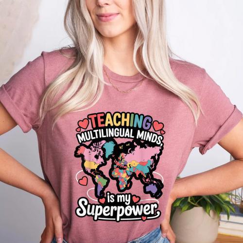 Teaching Multilingual Minds Learners English ESL Teacher Women's Heather T-Shirt - teacherstshirts.com AU