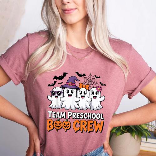 Team Preschool Boo Crew Halloween Teacher Student Costume Women's Heather T-Shirt - teacherstshirts.com AU