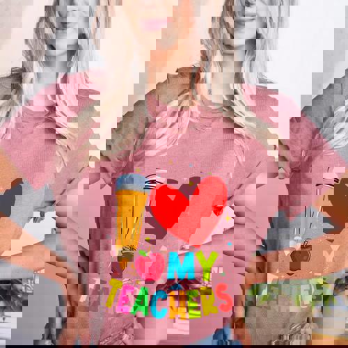 Teens Graduation I Heart My Teachers I Love My Teachers Women&#x27;s Heather T-Shirt - teacherstshirts.com